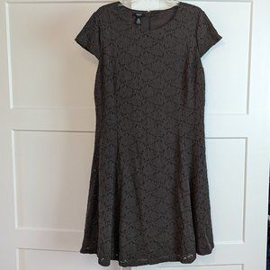 Alfani Woman Green Lace Fit Flare Urban Olive Short Dress, 18W